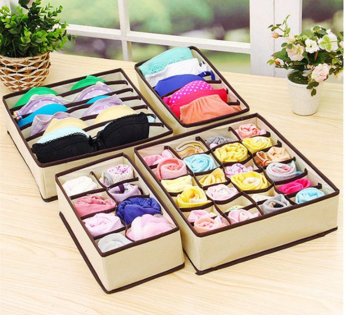 Набор органайзеров для белья 4 шт. Бежевый