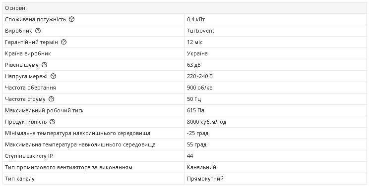 Вентилятор канальний прямокутний Турбовент ВКПН 4Е для прямокутних каналів 800х500 мм (13419950) - фото 2