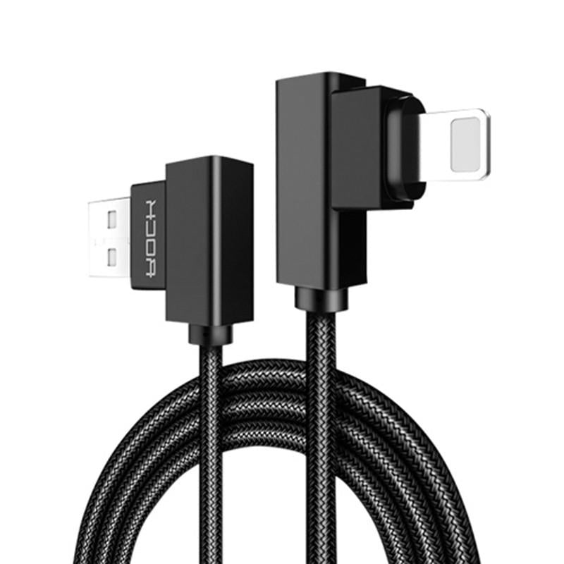 Кабель Lightning Rock з двома кутовими коннекторами RCB0519 1 м Чорний