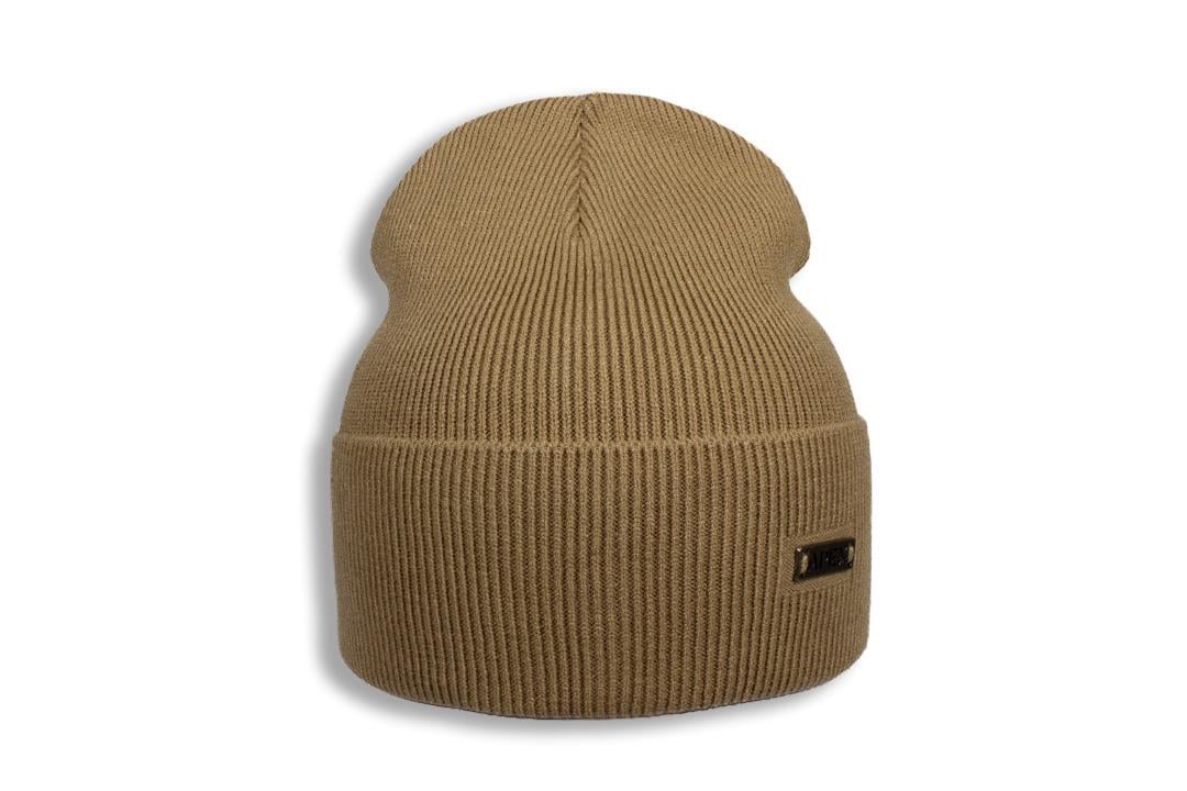 Шапка молодежная Apex СОФТ в рубчик с отворотом кашемировая одинарная one size Темно-бежевый (282175)