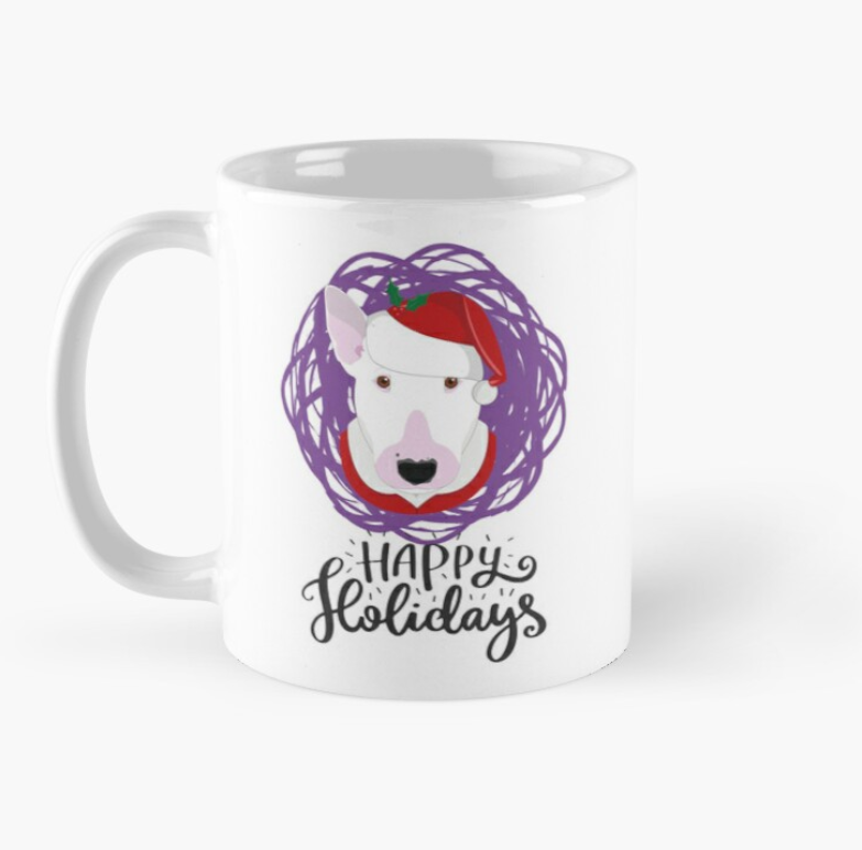 Чашка керамическая с принтом Happy holidays Питбуль новогодний 330 мл Белый Чашка керамическая с принтом Happy holidays Питбуль новогодний 330 мл Белый