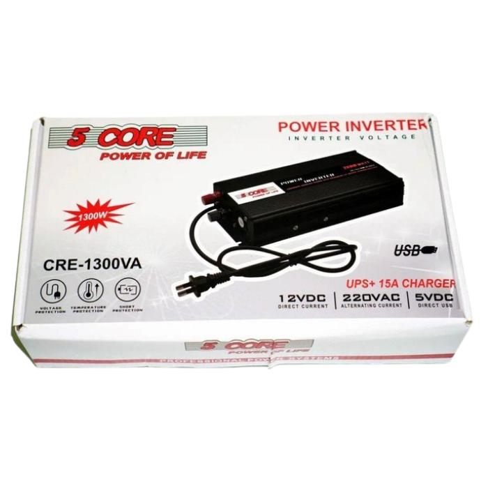 Преобразователь напряжения 5 CORE Power Inverter UPS/CHARGE-PS-1300 1300W 12V AC/DC - фото 5