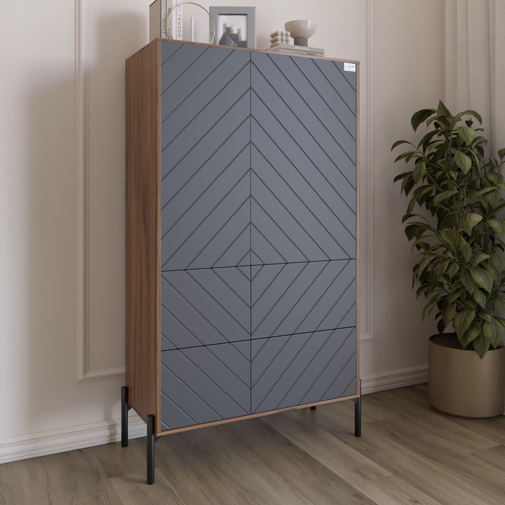 Комод-пенал Lion Амарант 84x40x150 см Дуб Ливорно/Графитовый (LION-042127)