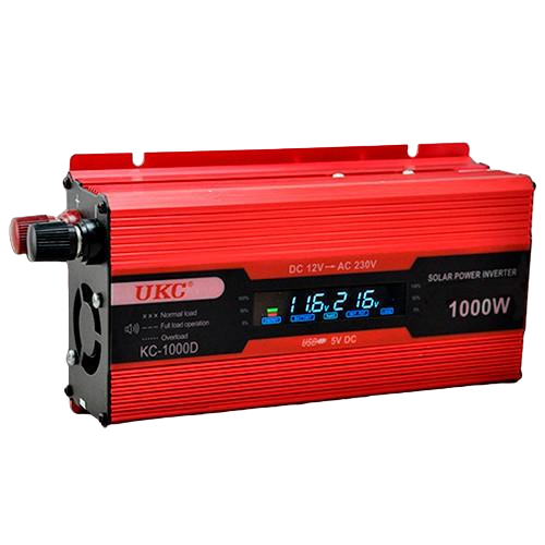 Инвертор UKC KC-1000D 1000 W с LCD дисплеем Red (4_386264716)