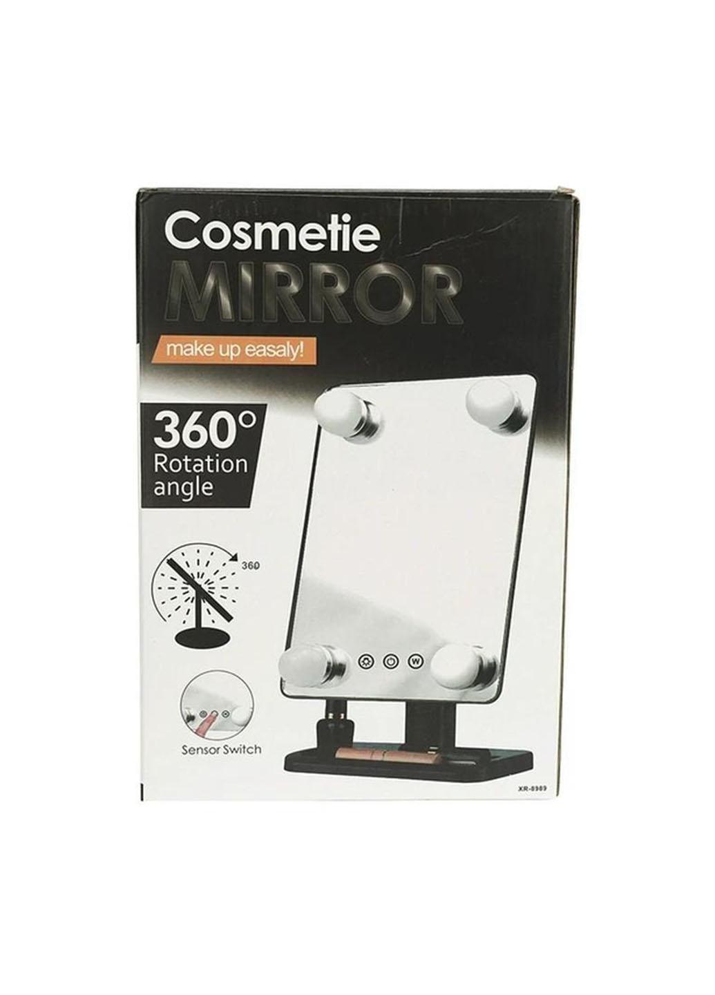 Зеркало для макияжа настольное Cosmetie Mirror HH083 360 с подсветкой прямоугольное Черный (380МА) - фото 5