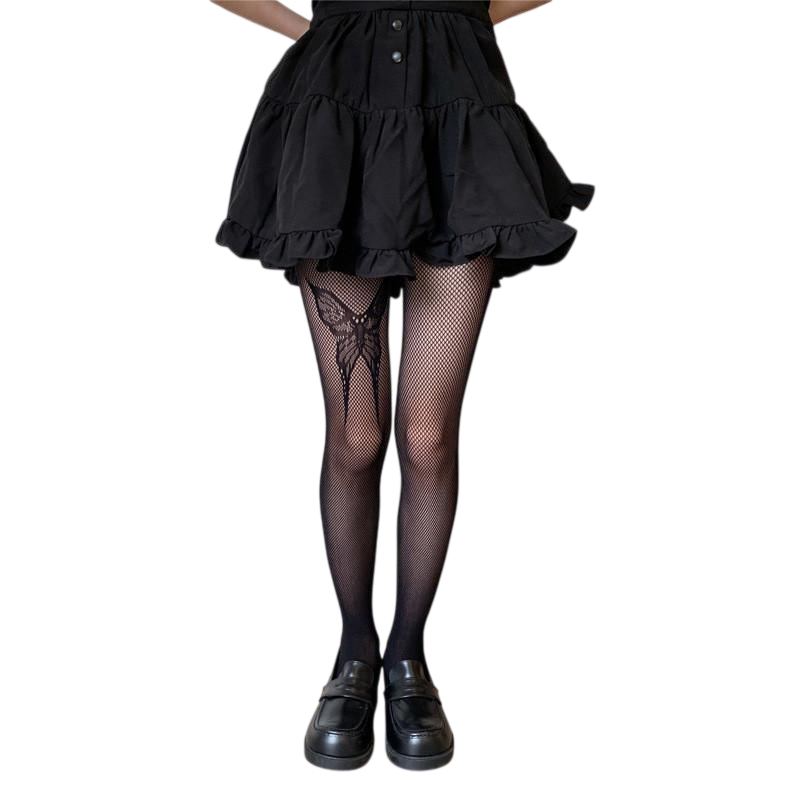 Колготи в сітку з метеликом One Size Чорний (2650)