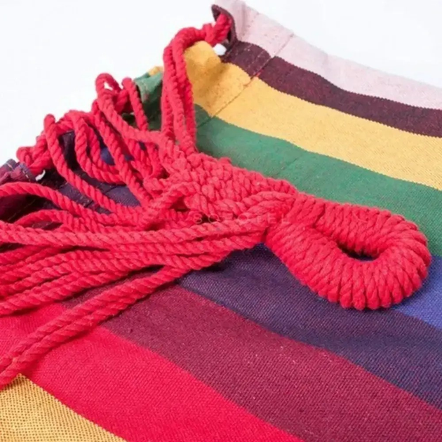 Гамак Мексиканский хлопковый подвесной без планки 180х80 см Красный (2850) - фото 8