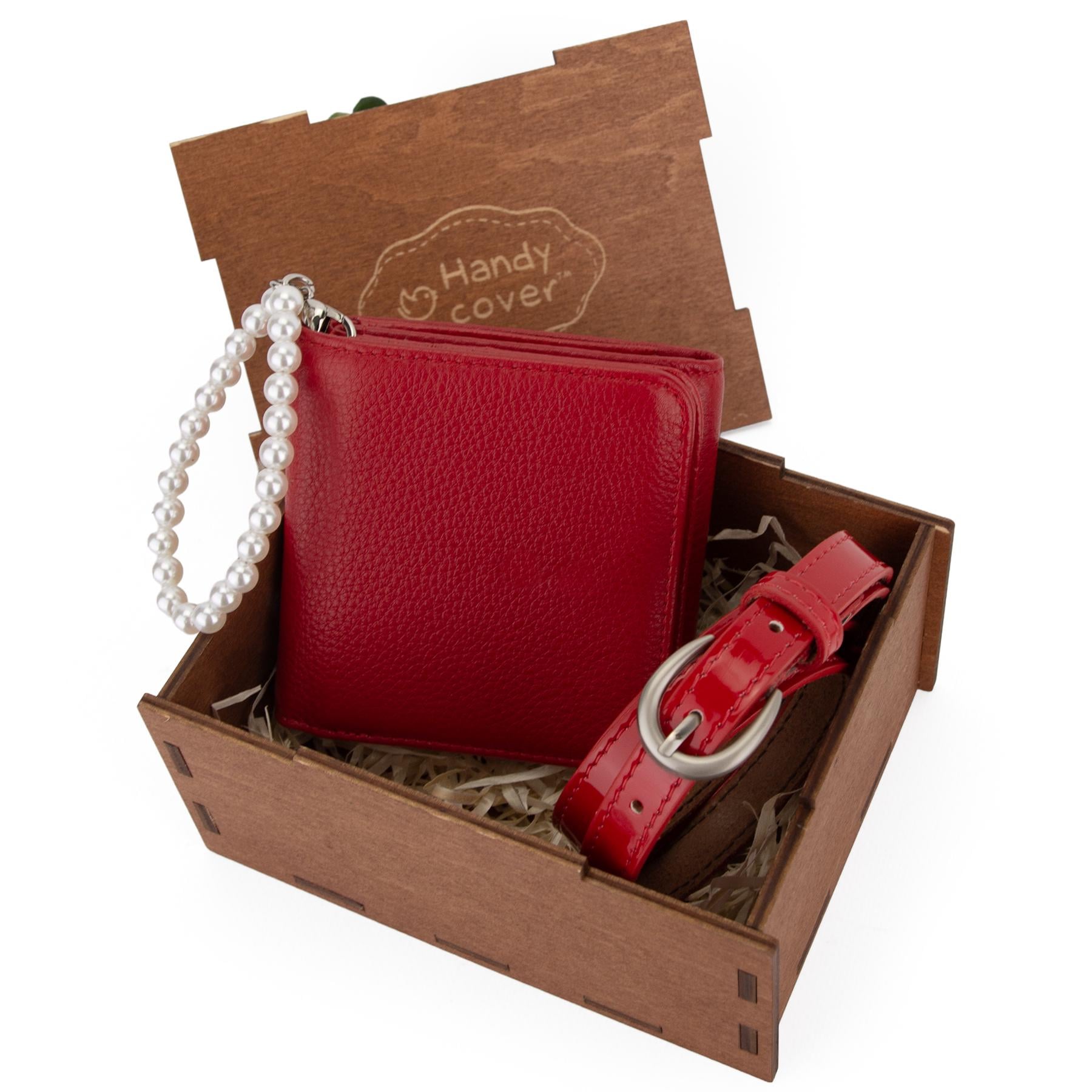 Подарочный набор женский №106 кошелек и ремень в коробке Красный (2904238725)