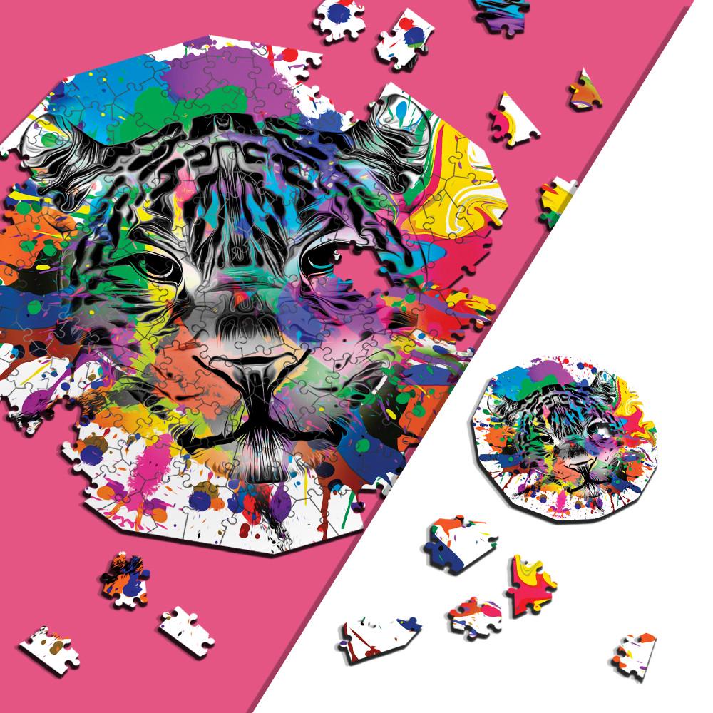 Пазл дерев'яний фігурний TheGravix Графіті Тварини Леопард 146 деталей - фото 3 Пазл дерев'яний фігурний TheGravix Графіті Тварини Леопард 146 деталей - фото 3