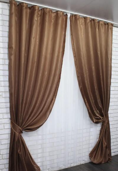 Комплект штор атлас 1,5х2,7 м 2 шт. Коричневый (1045ш)