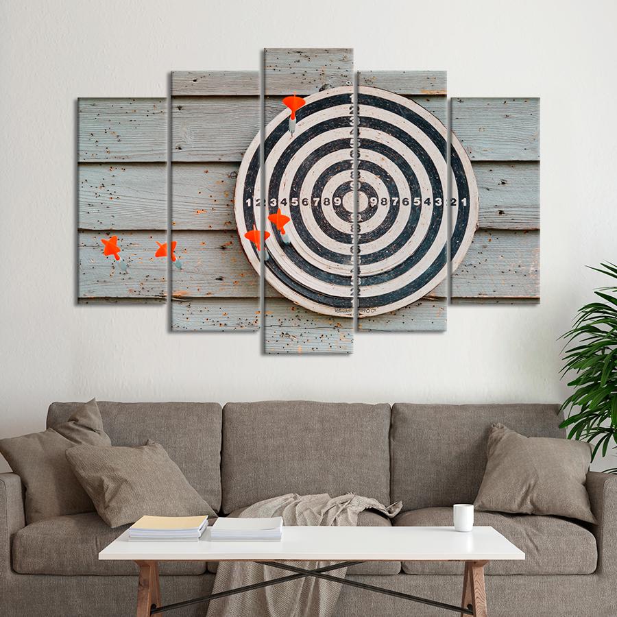 Картина спорт Мишень для дартса на деревянной стене 187x119 см (A1256-5)