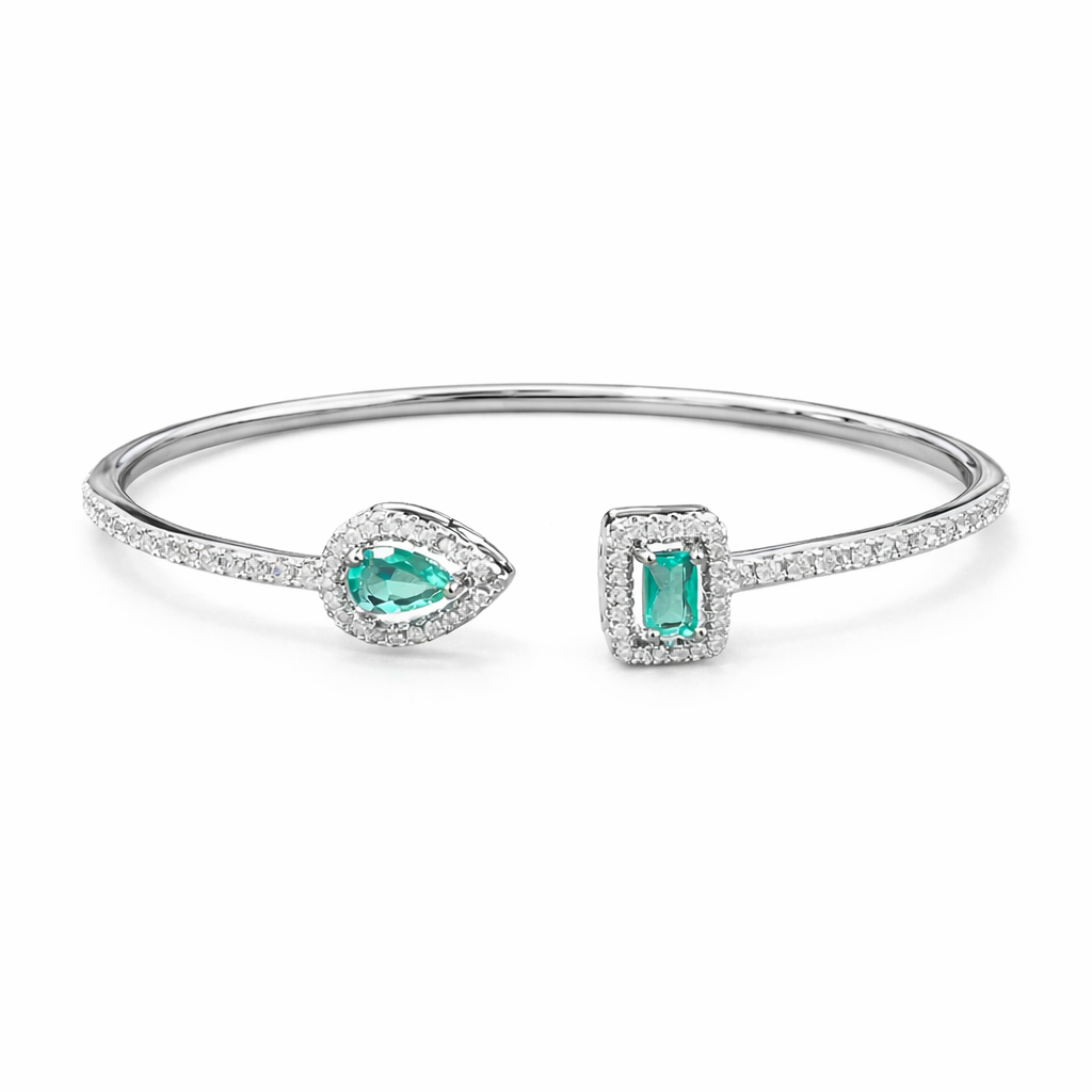 Браслет женский Квадрат/Капля Silver/SkyBlue (34017534)