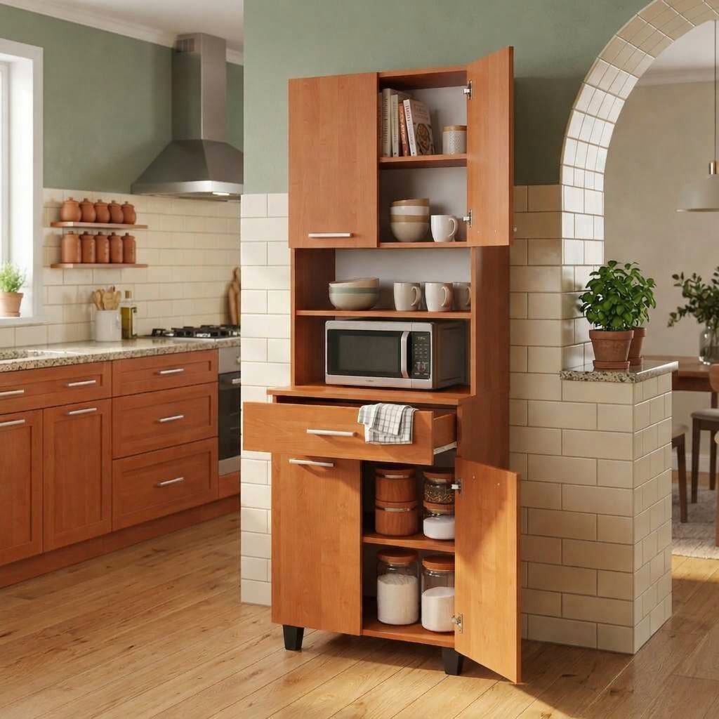 Шкаф-буфет кухонный V-Star с полками/выдвижным ящиком и отделением для посуды ЛДСП 640х1851х500 мм Ольха (33482046)