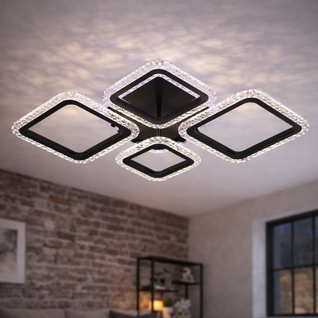 Люстра светодиодная Valeso 112W с подсветкой 3000K-6500К с пультом Черный (2966/2+2)