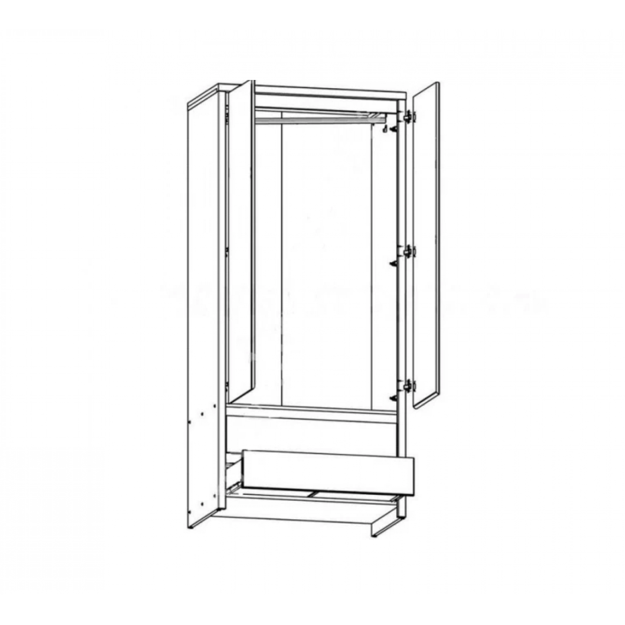 Шафа дводверна з ящиками ВМК Каспіан МДФ SZF2D2S Венге магія/Білий сніг (GRB-1735) - фото 2