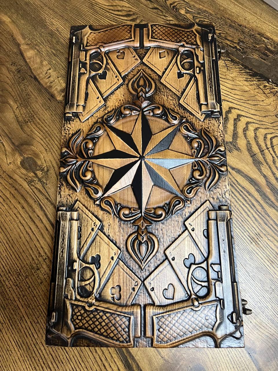 Нарды ручной работы деревянные ясень Пистолеты 48 см (Н-132)