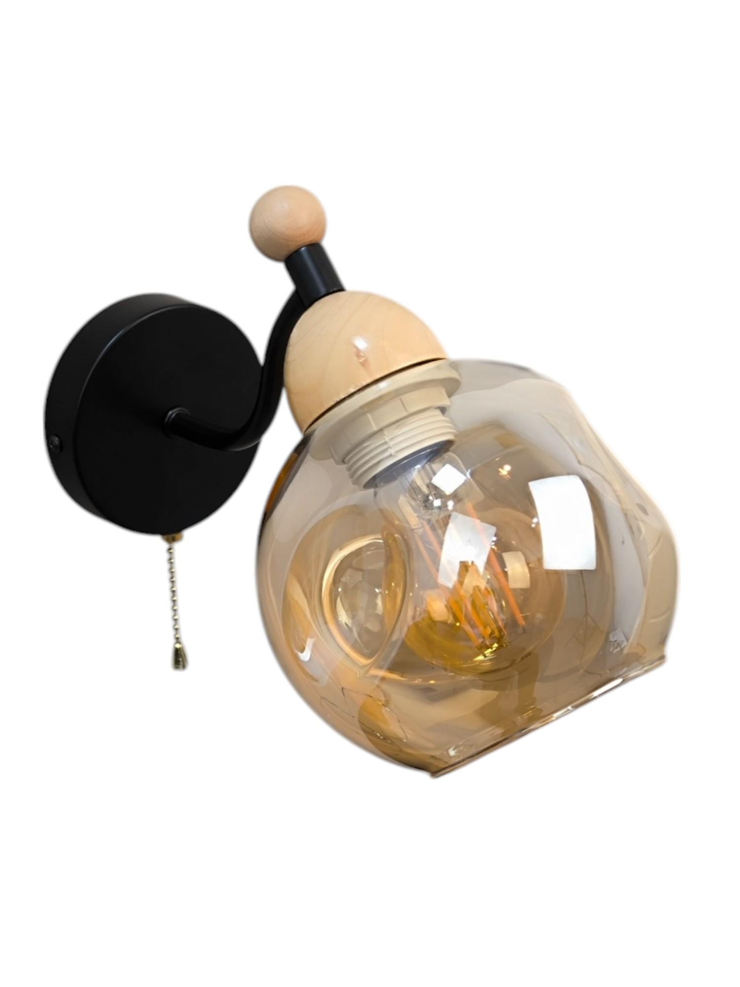 Бра BR-272W/1 E27 BK+WOOD (29-421)