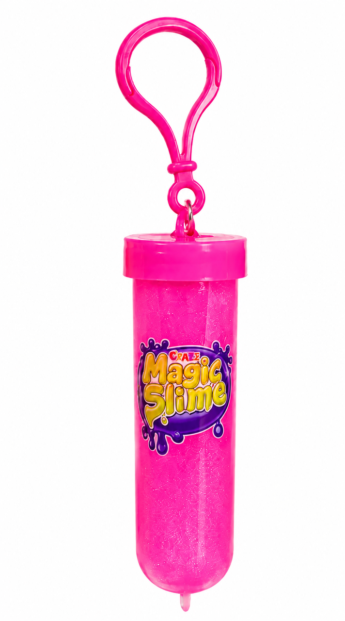 Слайм Craze Magic Slime в тубе с брелоком с блестками 20 мл Розовый (SKU-291.1)