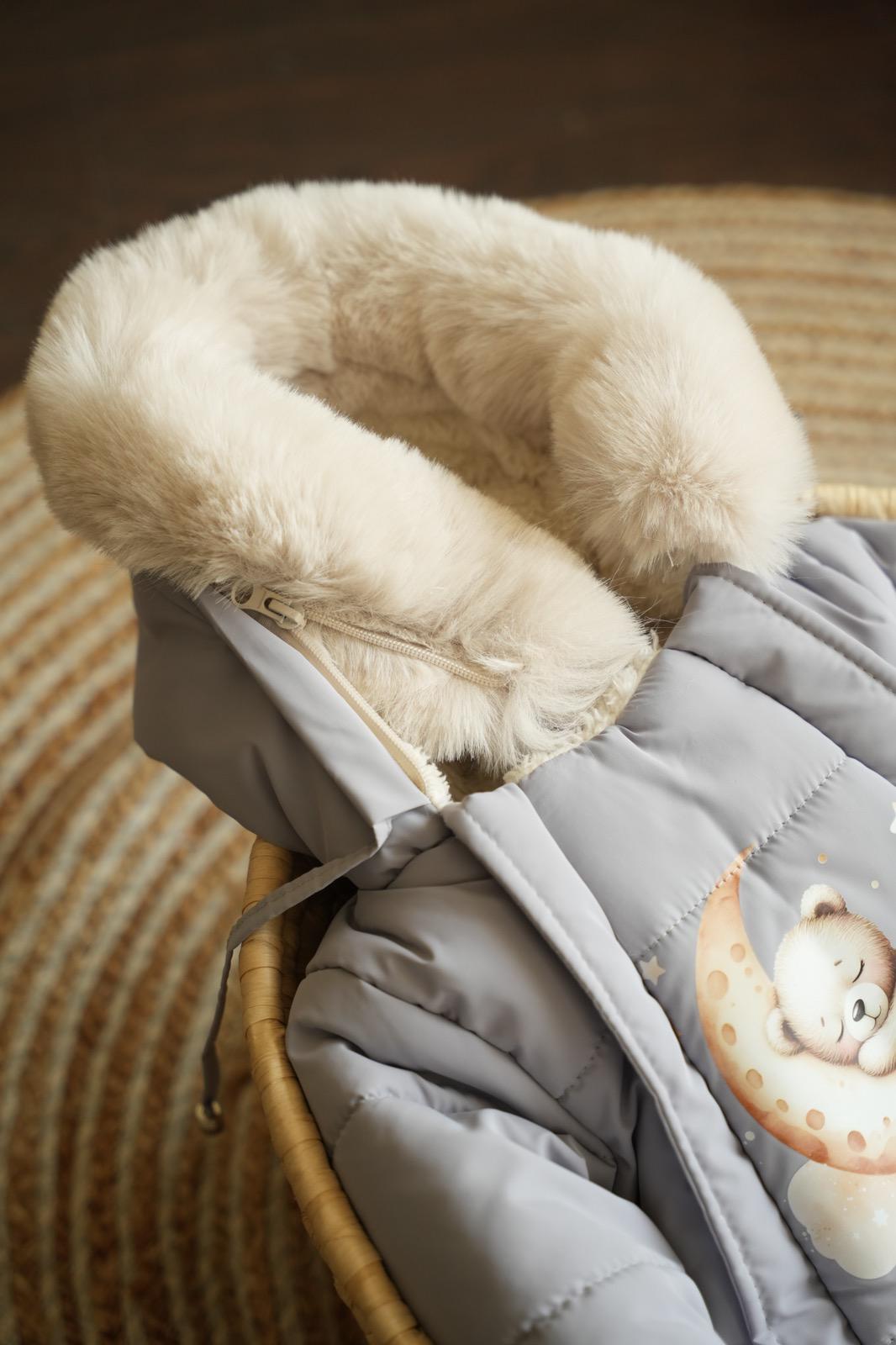 Комбинезон-мешочек с шапочкой на выписку зимний 0-6 мес. Серый (9056) - фото 2 Комбинезон-мешочек с шапочкой на выписку зимний 0-6 мес. Серый (9056) - фото 2