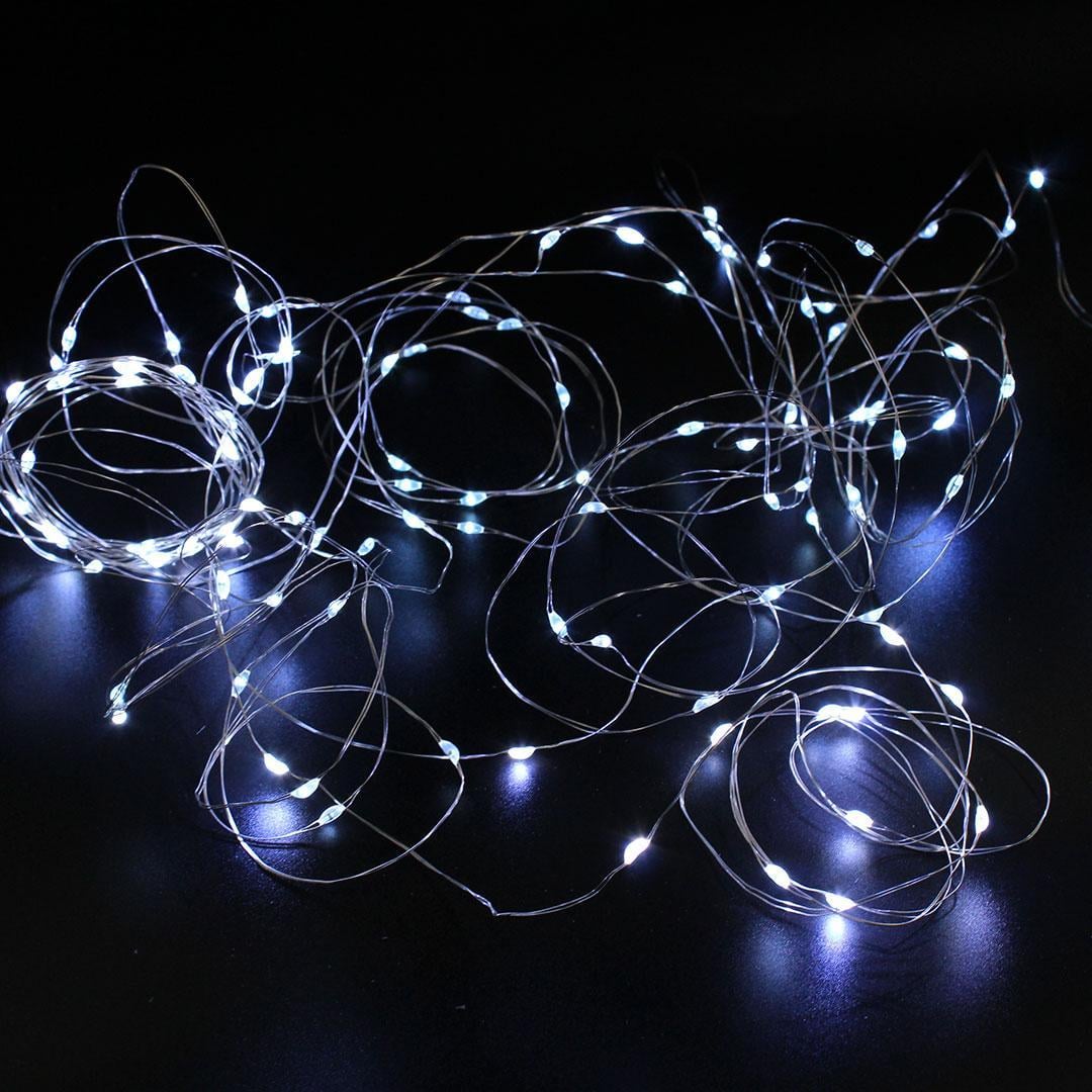 Гирлянда линейная Xmas 100 Led Copper Battery box Белый