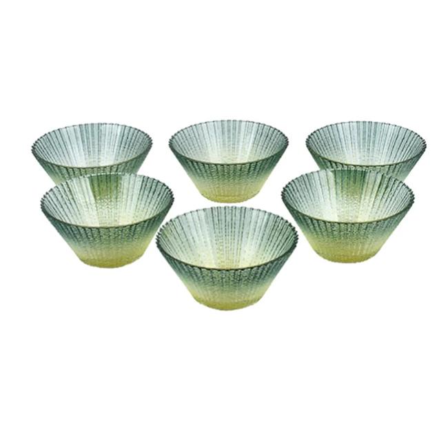 Набір салатників Dobiny Emerald d 12 см 6 шт. Зелено-жовтий (R10620)