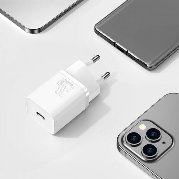 Пристрій зарядний мережевий Baseus Super Silicone PD Charger 20 W 1Type-C White (CCSUP-B02) - фото 9