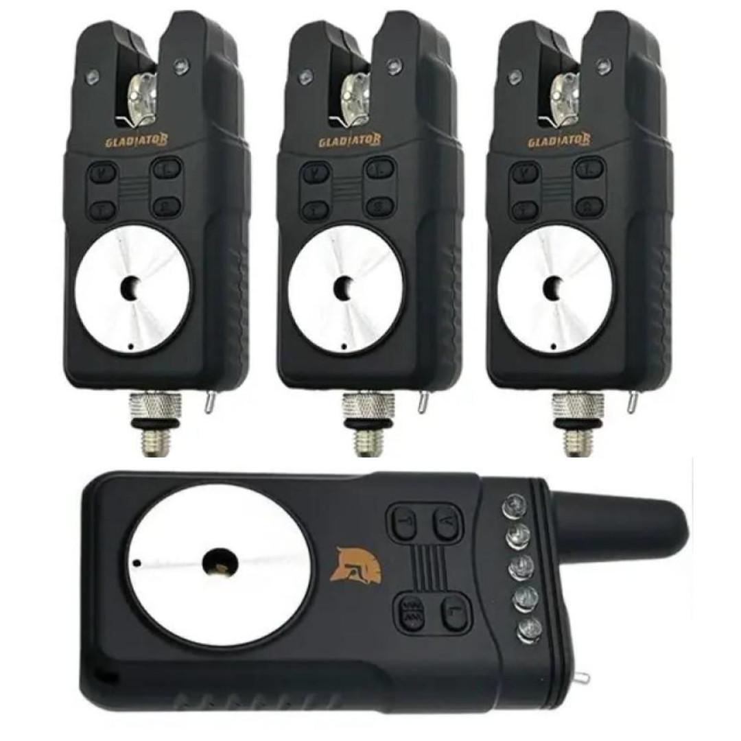 Набор сигнализаторов поклевки Gladiator RF698 3+1 с пейджером в кейсе Black (RF6983)