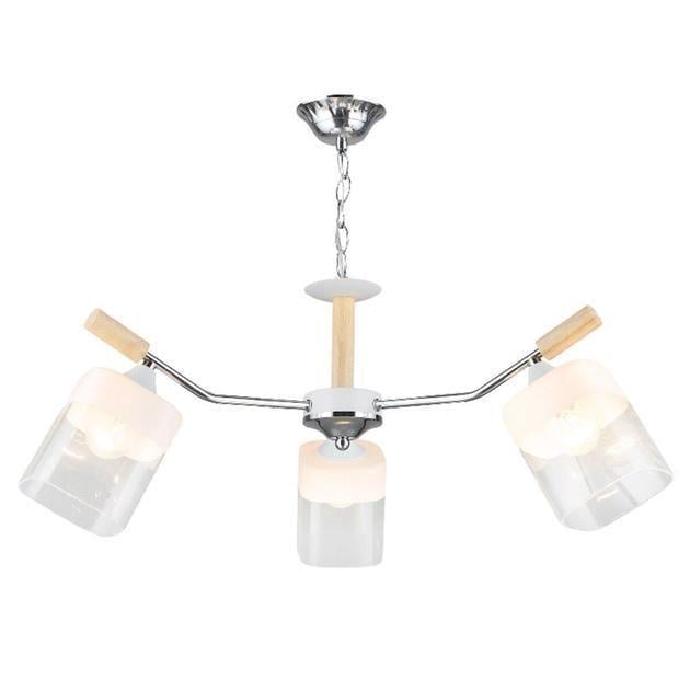 Люстра подвесная Sirius с деревянными элементами под три лампы Е27 IP20 LX2490-3 WT+CH Белый/Хром (28688166)