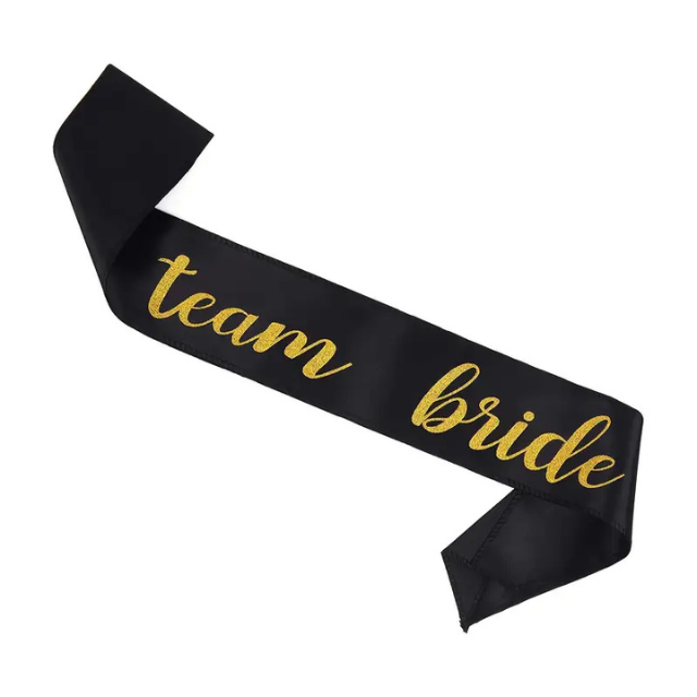 Стрічка для дівич-вечора ''Team Bride'' Чорний із золотим написом (83)