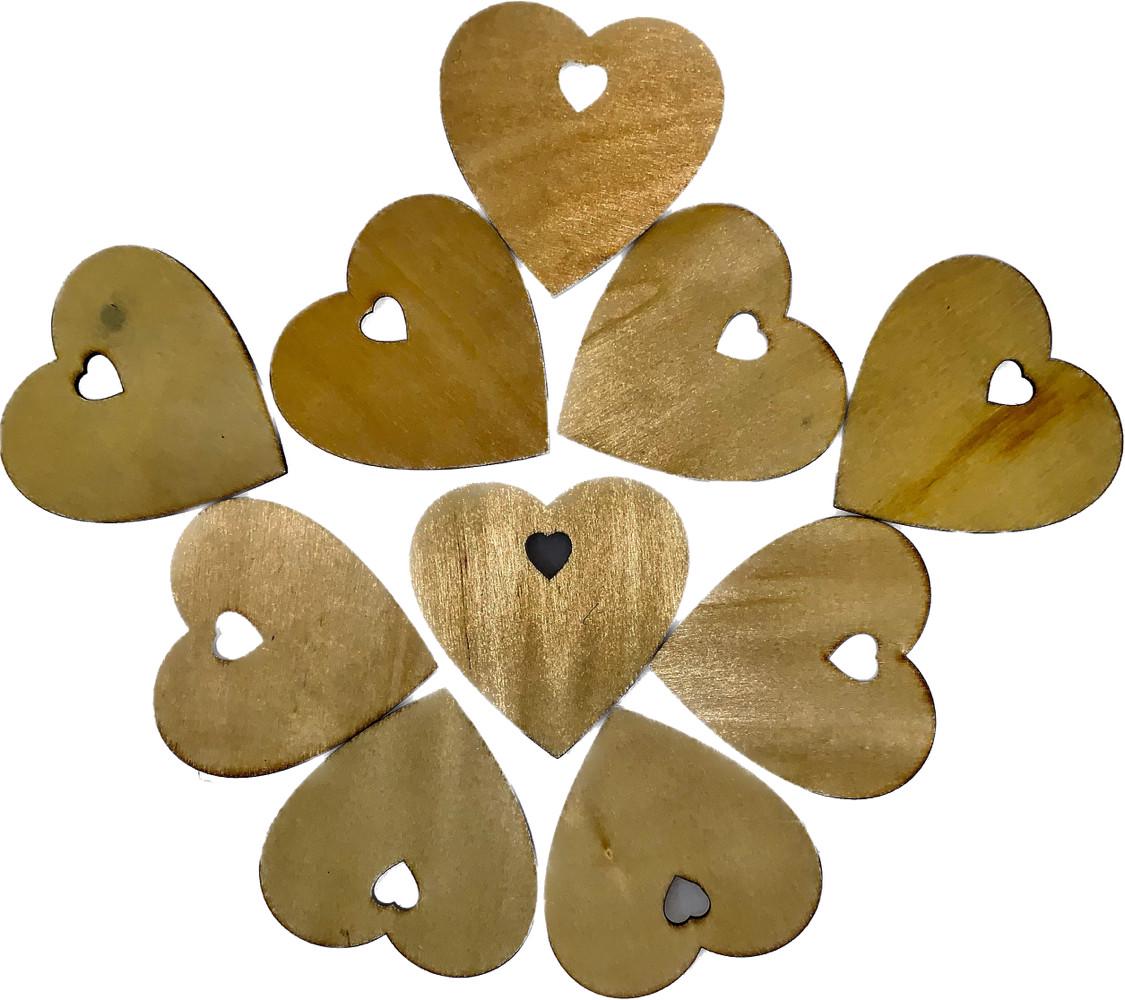 Набор деревянных украшений на елку Сердце с веревками 10 шт. (23705444) - фото 2