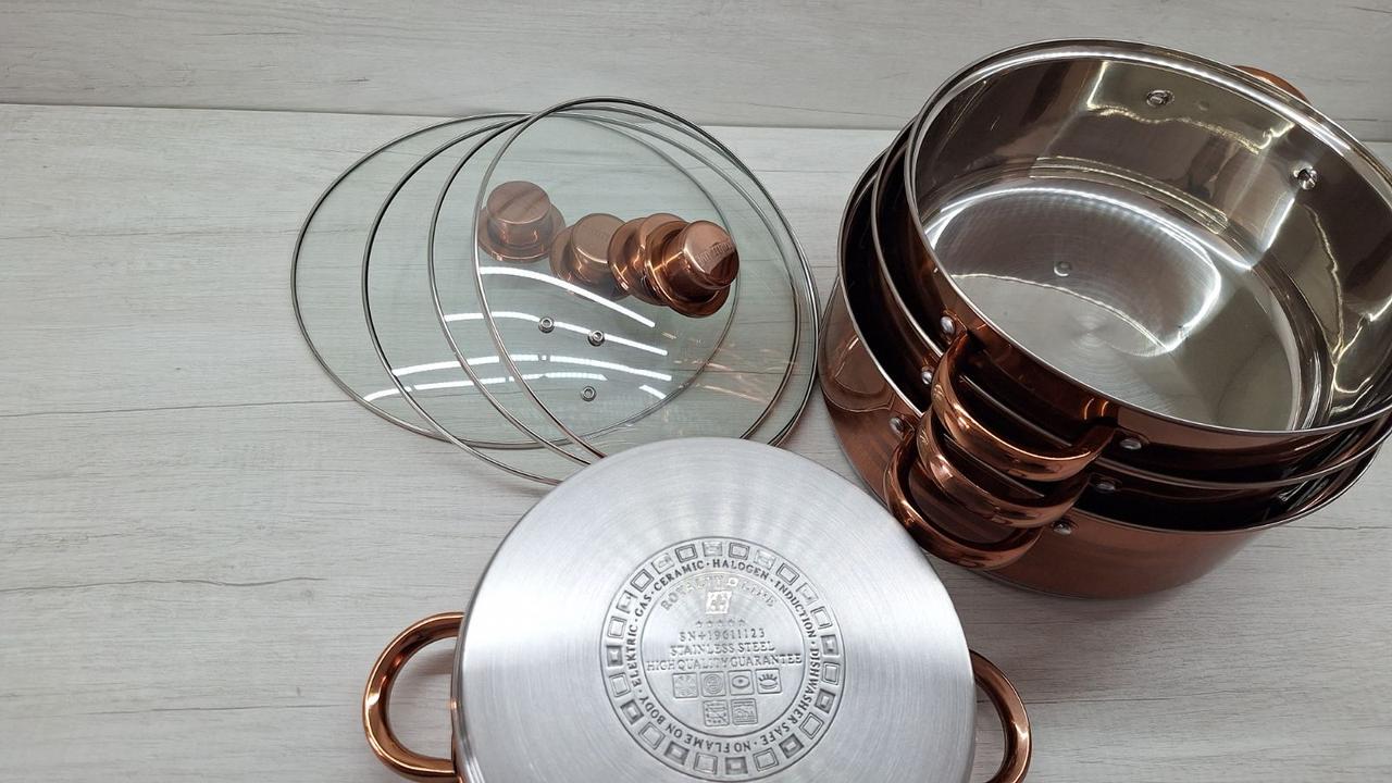 Набір каструль Royalty Line RL-SP7C з кришками/з нержавіючої сталі (03966) - фото 8