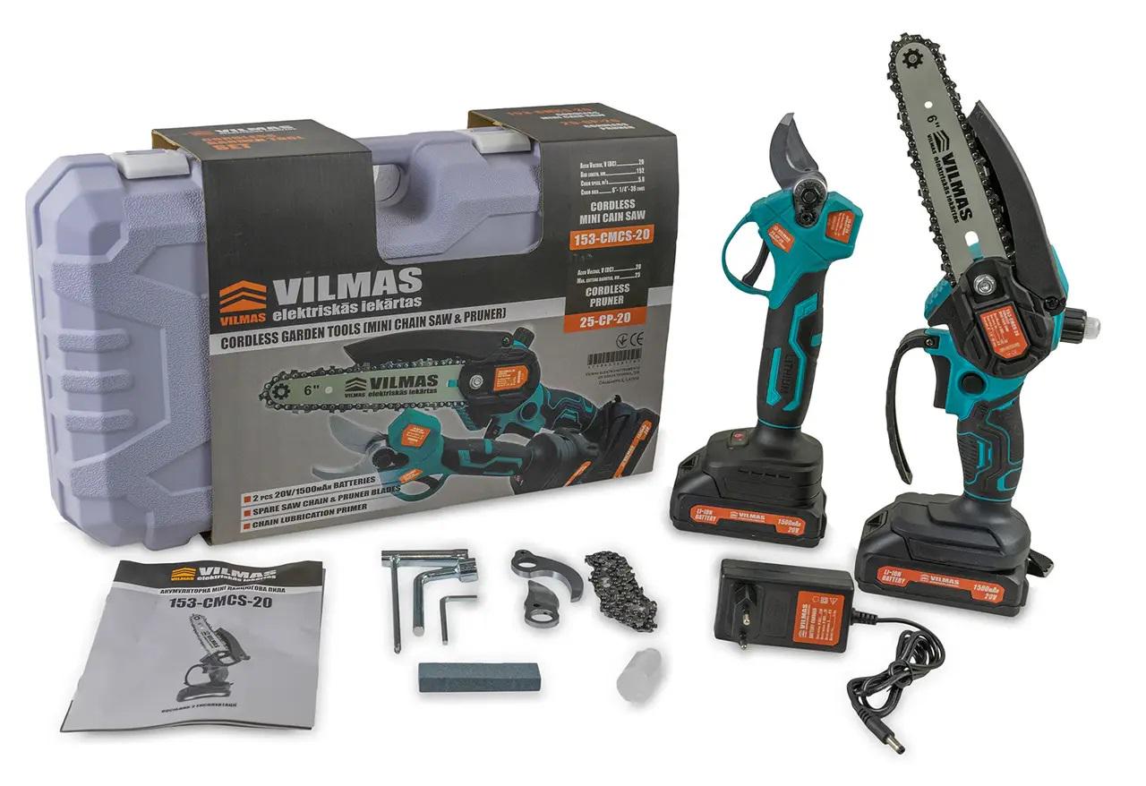 Комплект аккумуляторного инструмента Vilmas секатор/мини-пила/2 аккумулятора/зарядное устройство (4808001)