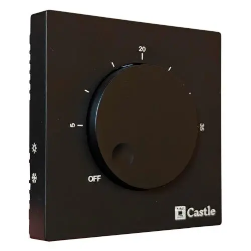 Терморегулятор механический накладной для теплого пола Castle AC309H Черный