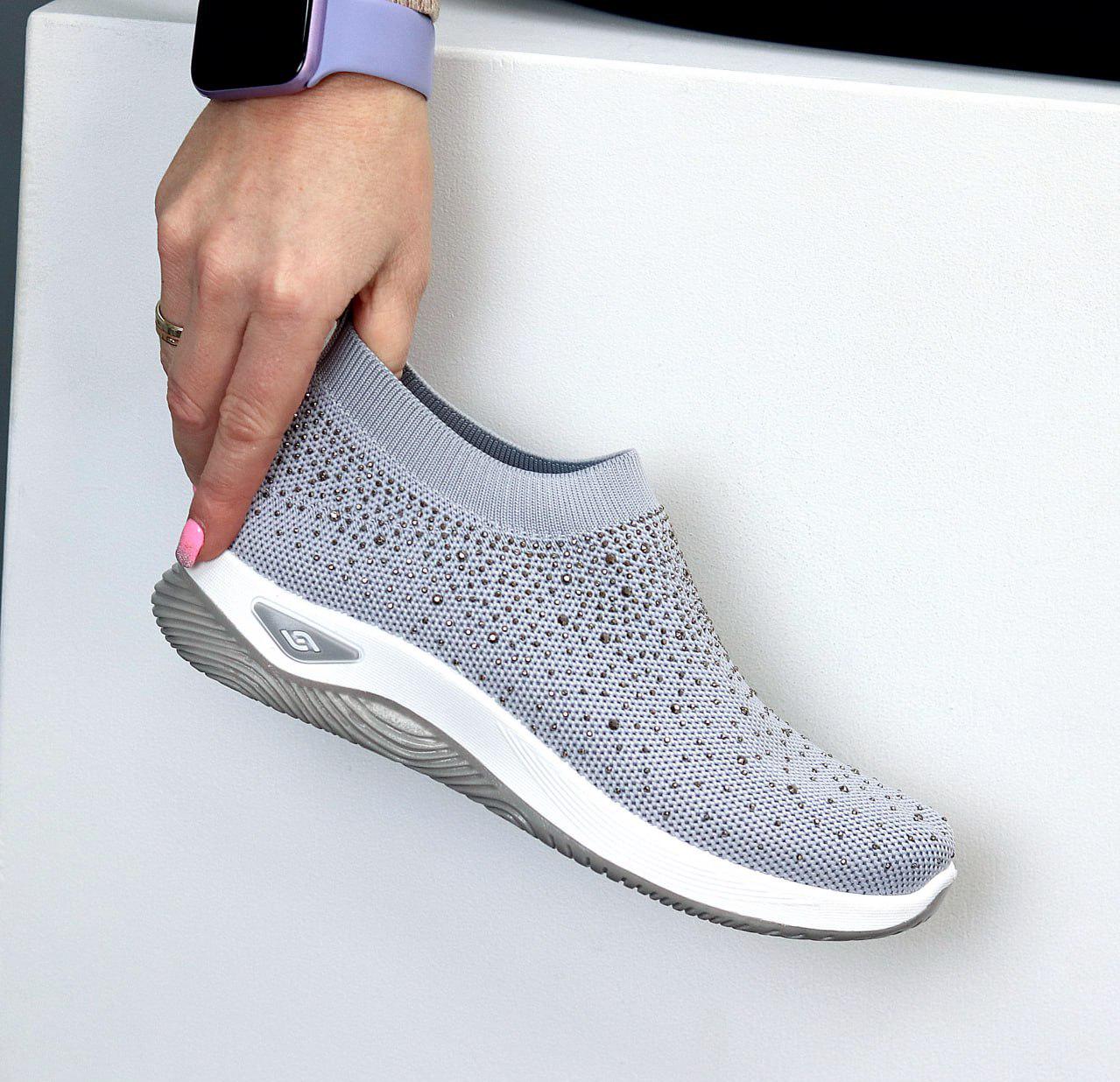 Мокасины женские текстильные со стразами р. 40 25,5 см Серый (00940) - фото 7 Мокасины женские текстильные со стразами р. 40 25,5 см Серый (00940) - фото 7