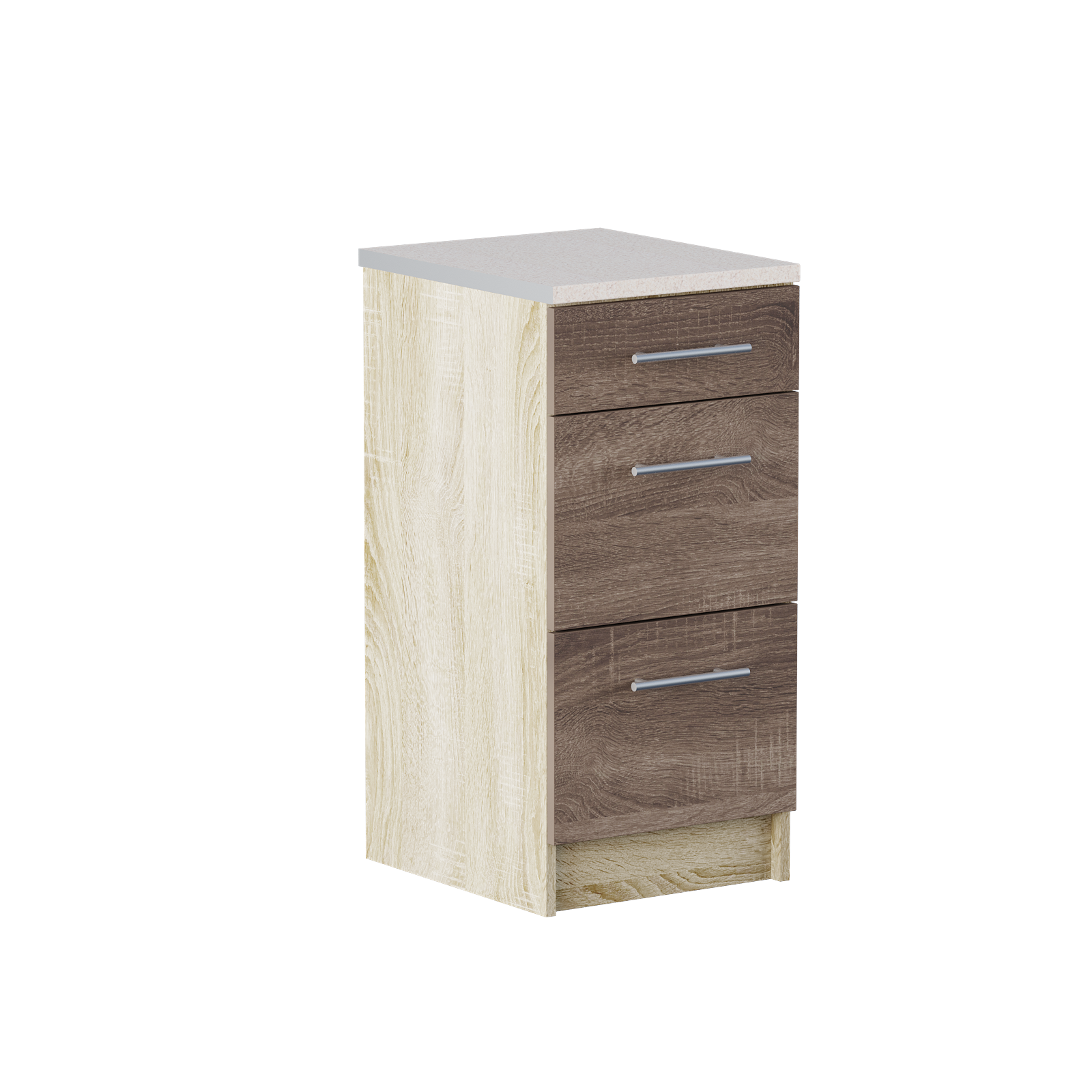 Шафа нижня зі стільницею Еверест Еко Низ 3 шухляди 400 40х46х85 см Дуб Сонома/Трюфель (00590)