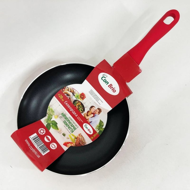 Сковорода Con Brio CB-2014 із антипригарним покриттям Pfluon 20 см Red (tf5171) - фото 7 Сковорода Con Brio CB-2014 із антипригарним покриттям Pfluon 20 см Red (tf5171) - фото 7
