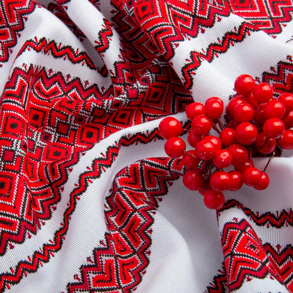 Тканина декоративна Анастасія з етнічним орнаментом Яскраво-червоний (2360251975)