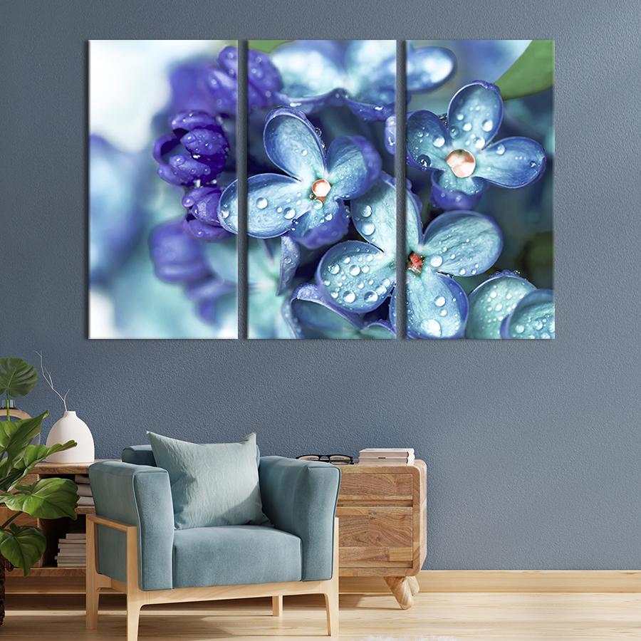 Модульная картина на холсте Триптих Маленькие синие цветы 156x100 см (235-31)