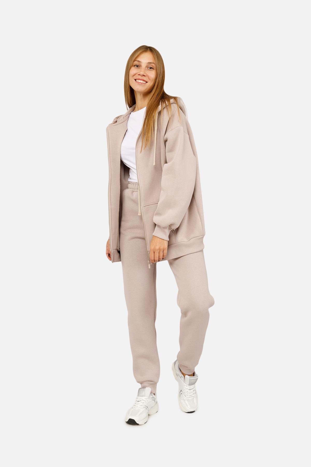 Толстовка жіноча на блискавці ЦБ-00254555 р. 44 Бежевий (SKT001004674)