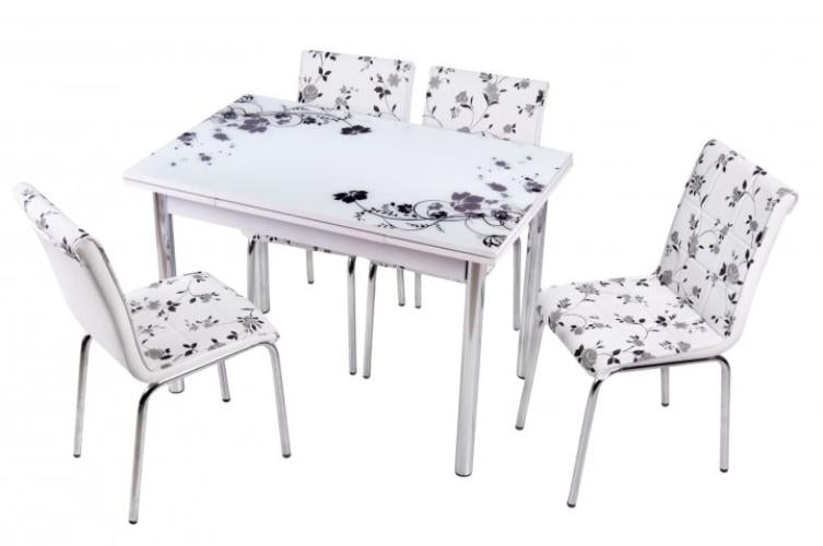 Комплект обеденной мебели Mobilgen Siyah Cicek 70x110 см (9233142)