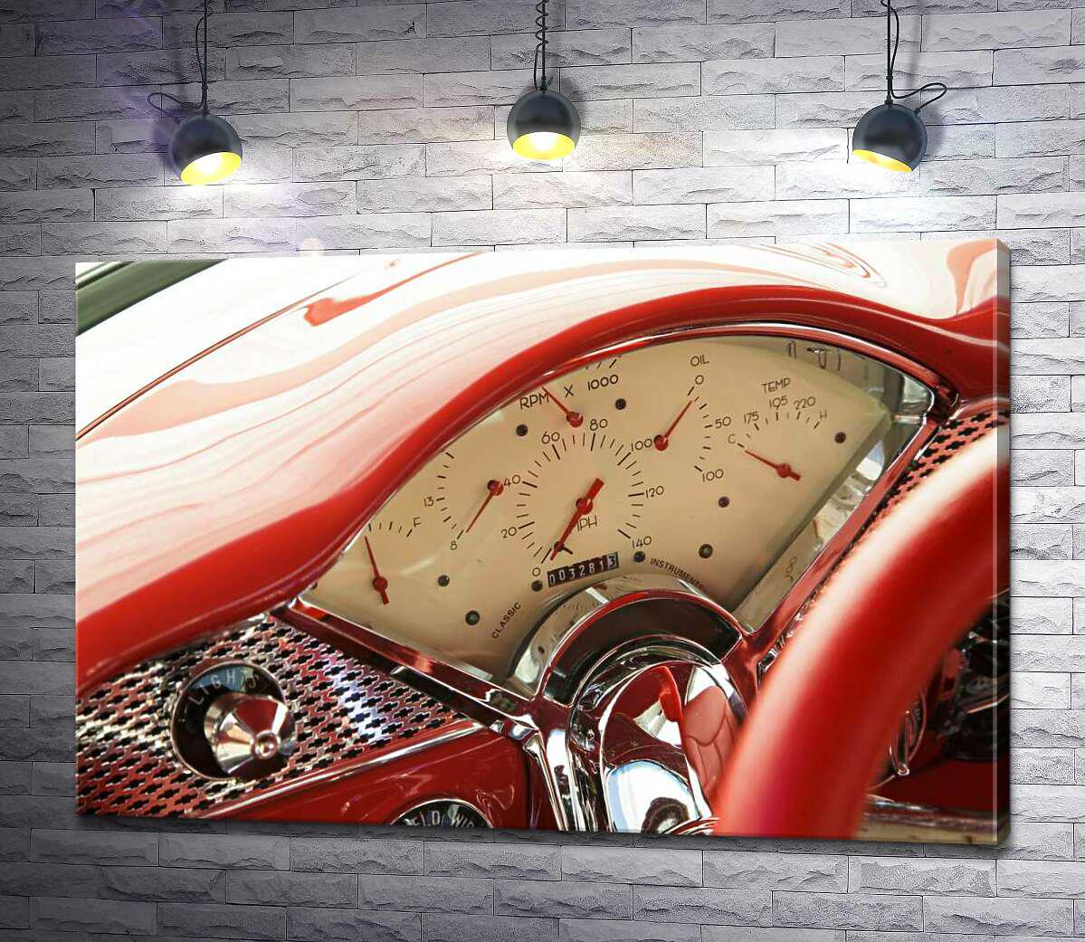 Картина ArtPoster За рулем спокусливо-червоного автомобіля Chevrolet Bel Air 100x67 см Модуль №1 (000288)