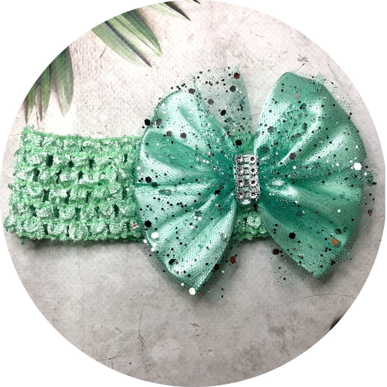 Повязка на голову с бантом Салатовый (258999)