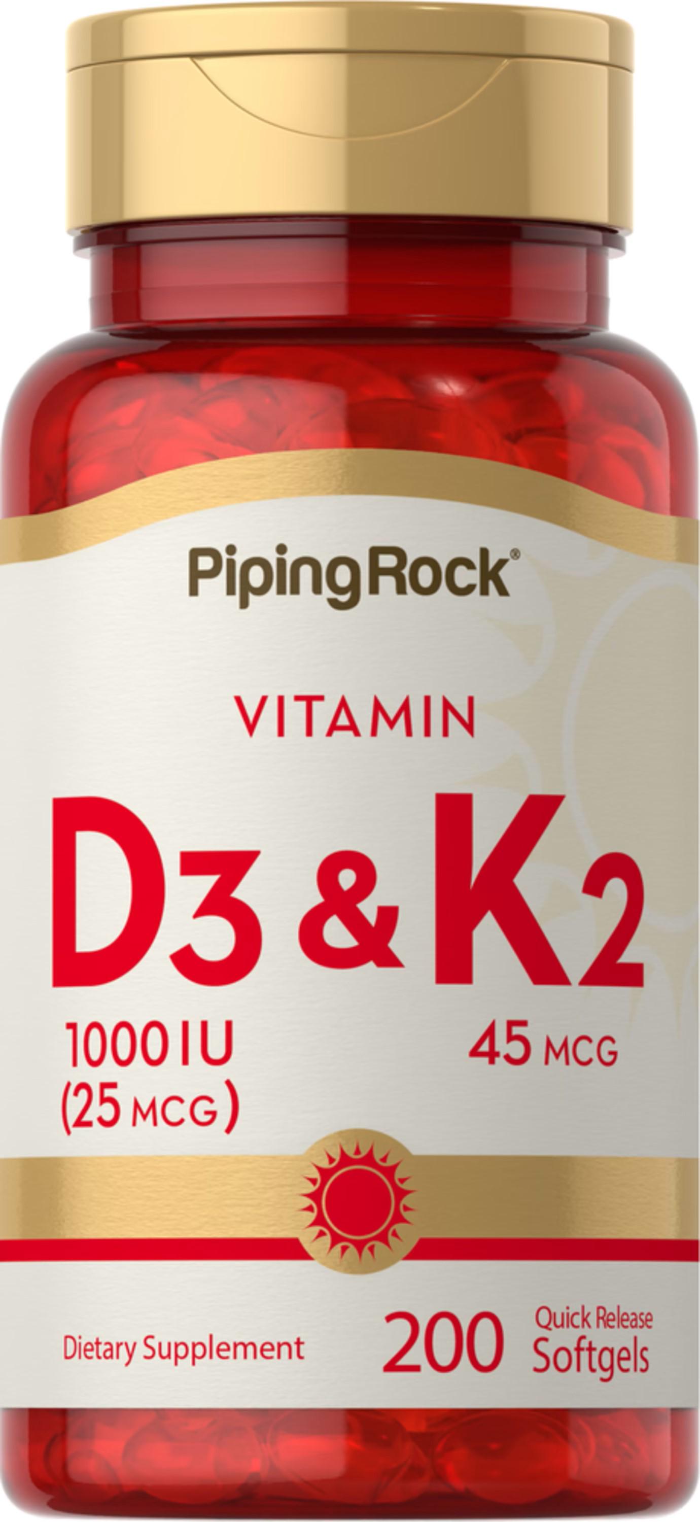 Витамин D3 и K2 Piping Rock Vitamin D3 & K-2 45 mcg 200 capsules