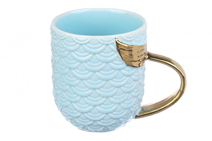 Чашка керамическая Хвост русалки 400 мл Blue/Gold (66-7029)