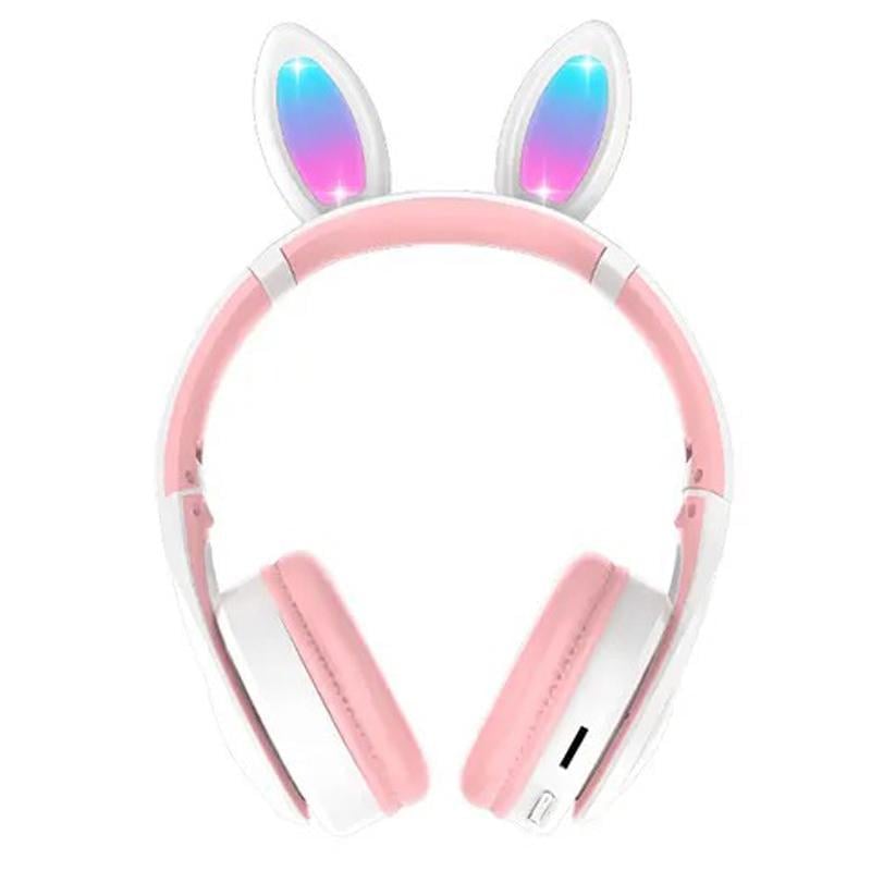 Наушники детские Заячьи Ушки 15ME Bluetooth с подсветкой и плеером White (495c0caa)