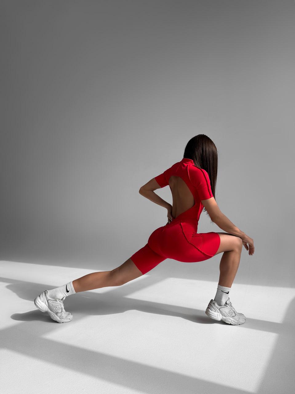 Комбінезон-велосипедки спортивний зі швами назовні з чашками без пуш-ап M Червоний (MJBSH07M) - фото 9 Комбінезон-велосипедки спортивний зі швами назовні з чашками без пуш-ап M Червоний (MJBSH07M) - фото 9