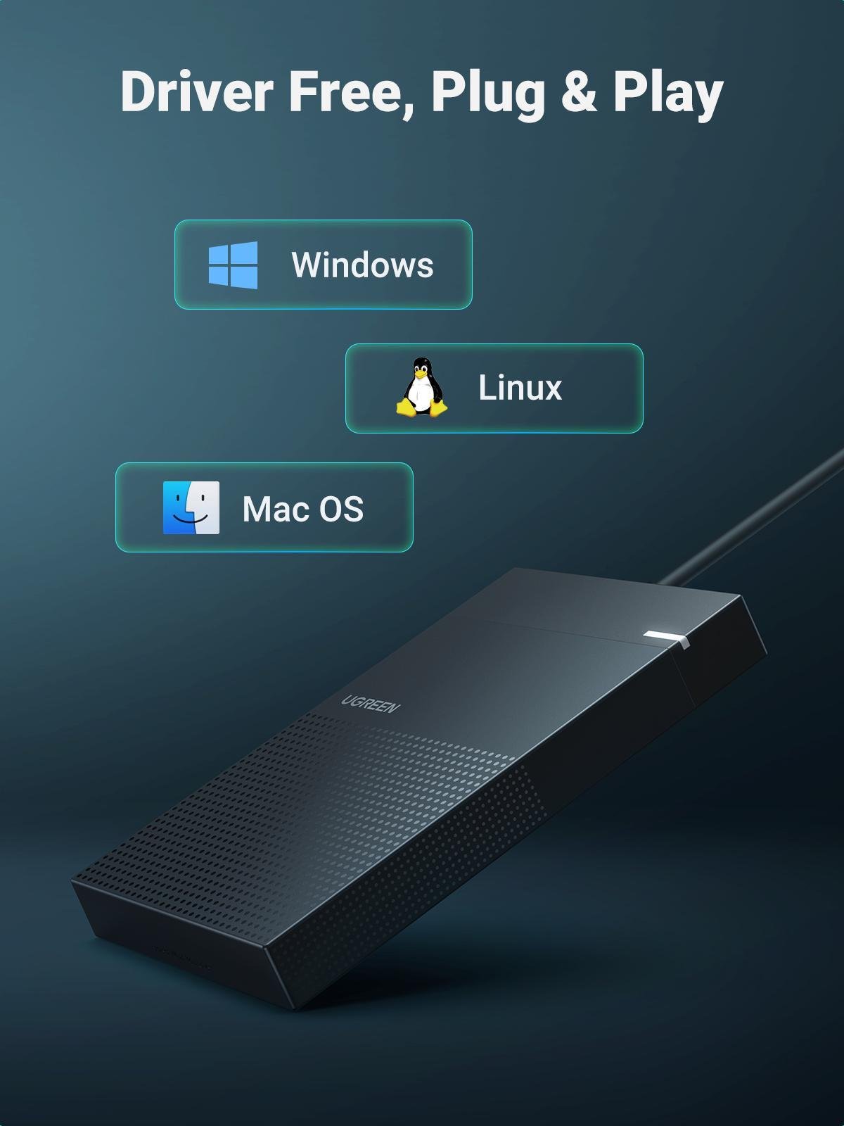 Корпус UGREEN для SSD/HDD 2,5"/5 Гбіт/с SATA III з USB кабелем 0,5 м Чорний (30719) - фото 4 Корпус UGREEN для SSD/HDD 2,5"/5 Гбіт/с SATA III з USB кабелем 0,5 м Чорний (30719) - фото 4