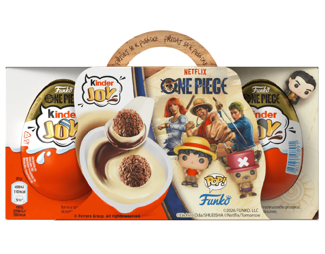 Шоколадные яйца Kinder Joy Funko Netflix One Piece 3 шт. х 20 г (3176325855)