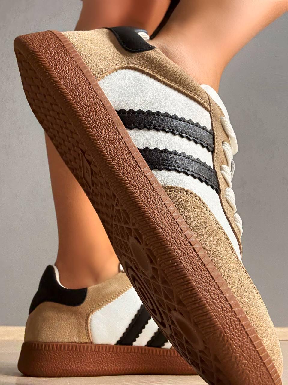 Кросівки жіночі Hengji 375-3 Samba шкіряні на коричневій підошві р. 38 24 см Білий/Бежевий - фото 8 Кросівки жіночі Hengji 375-3 Samba шкіряні на коричневій підошві р. 38 24 см Білий/Бежевий - фото 8