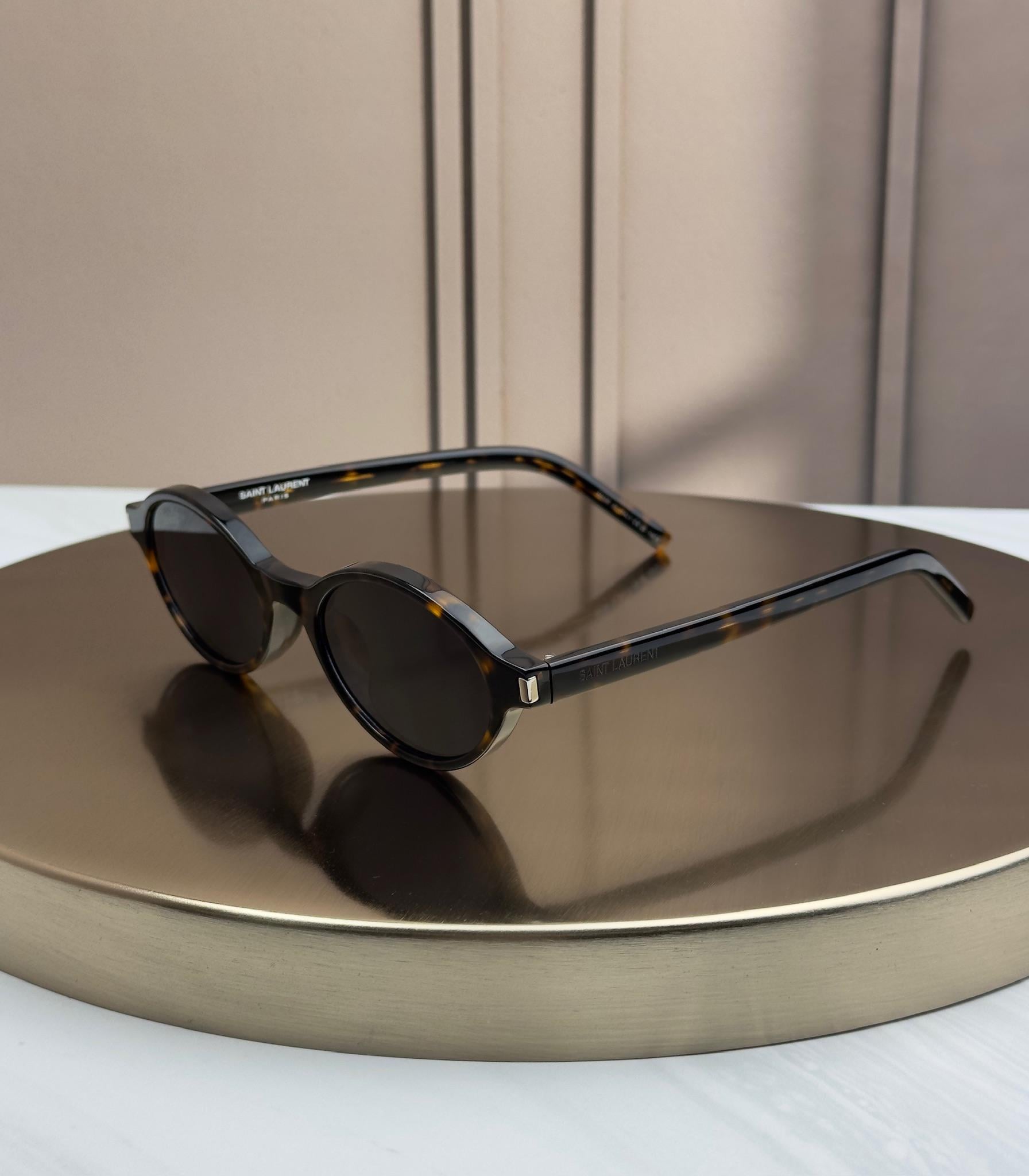 Солнцезащитные очки Saint Laurent SL 751 Jeanne овальные круглые ацетатные темная линза женские Черепаховый